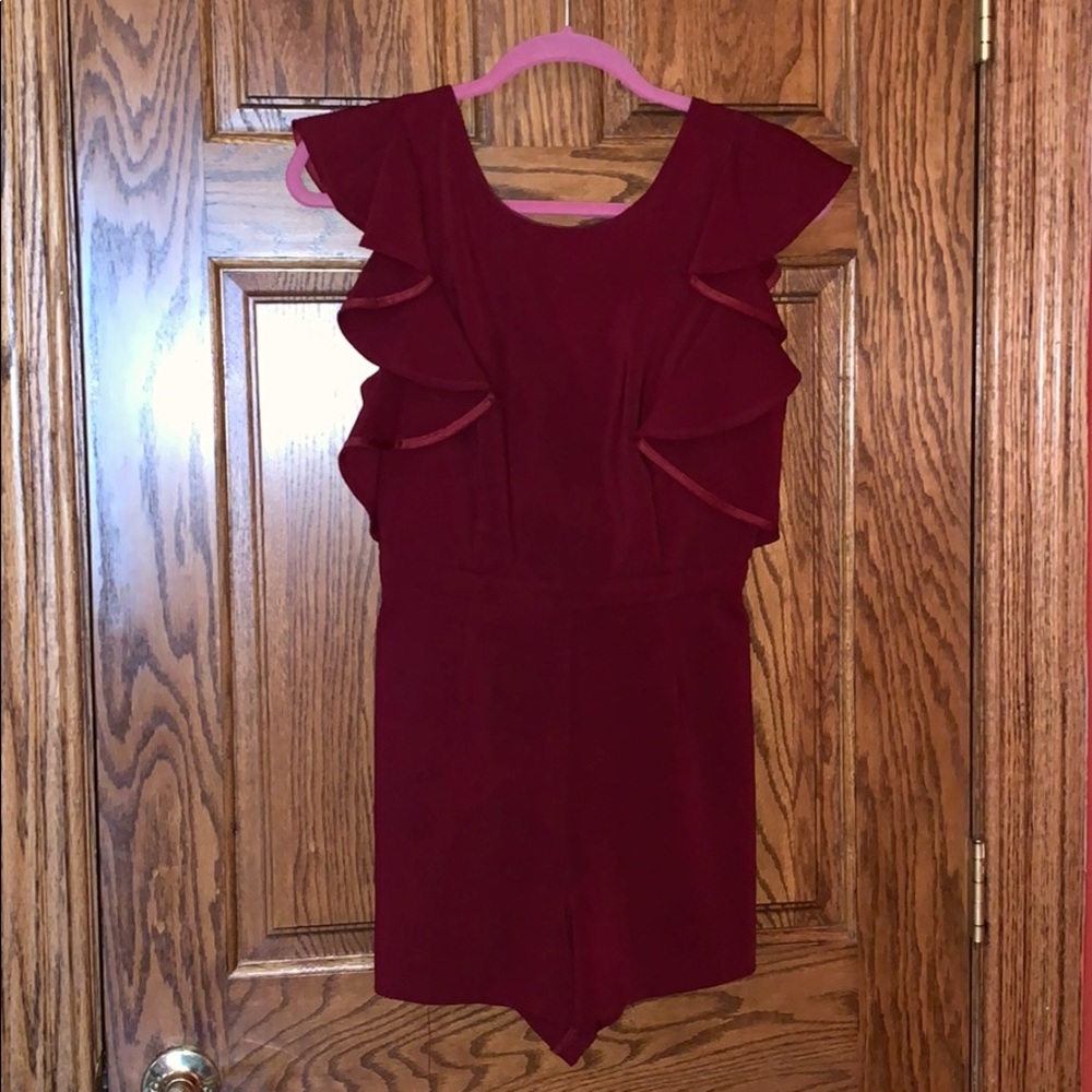 Open back maroon romper
